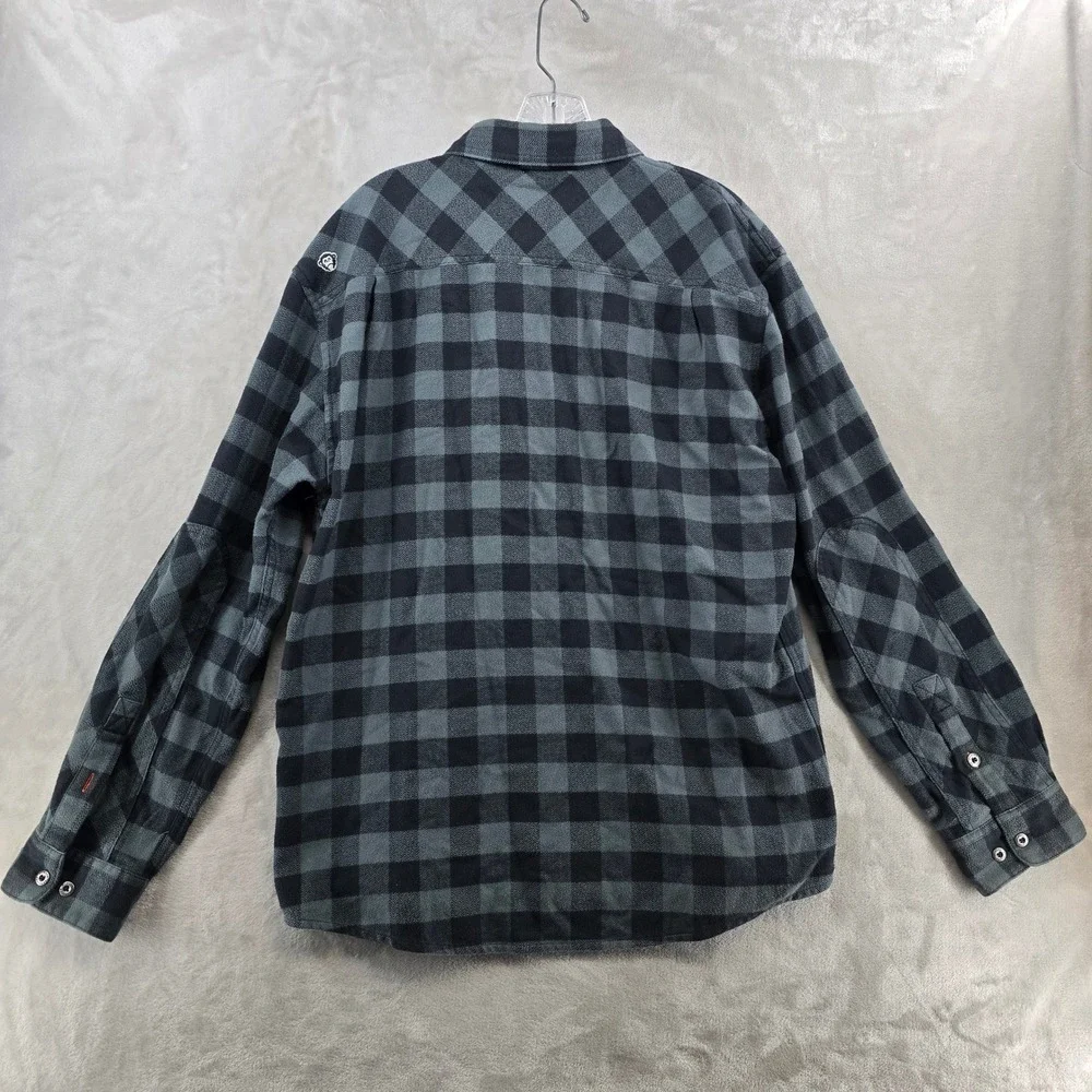 Howler Bros Flannel Shirt Mens Large Gray Black Buffalo Check Long sleeve‎